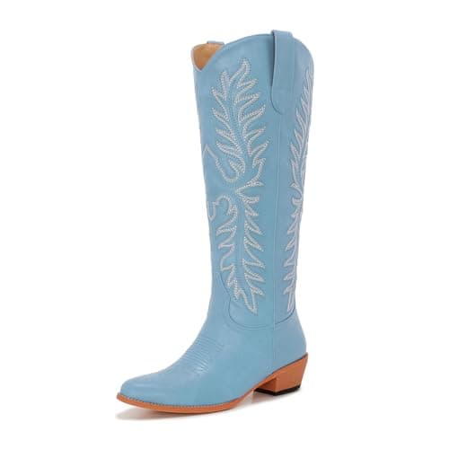 Classic Embroidered ZXHYZLZ Cowgirl Boots for Women Knee High 2" Heel