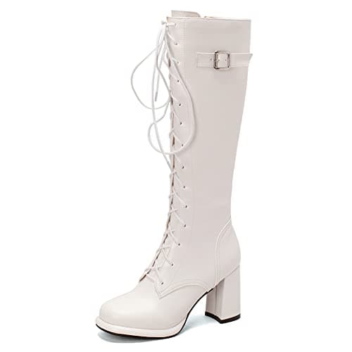 VOMIRA Women's Knee High Platform GoGo Boots with Chunky Heels