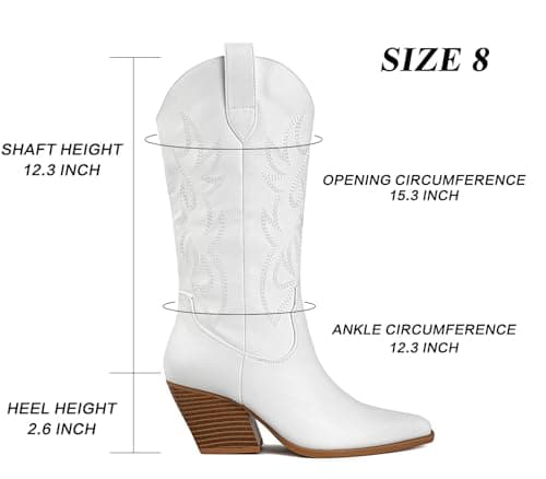 Mostrin Western Boot Chunky Heeled Mid-Calf Square Toe Pull-On Boot