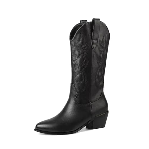 CIERWS Women's Embroidered Western Knee High Cowboy Boots