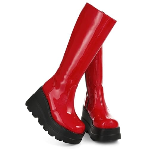 Womens High Platform Chunky Heel Combat Boots - For Women