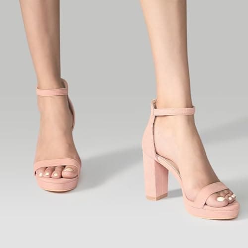ZriEy 4-Inch Block Heeled Sandals for Women Evening Wedding Prom Party Shoes