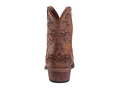 Roper Women's Brown Embossed Snip Toe Casual Ankle Boots - 1-2" Heel
