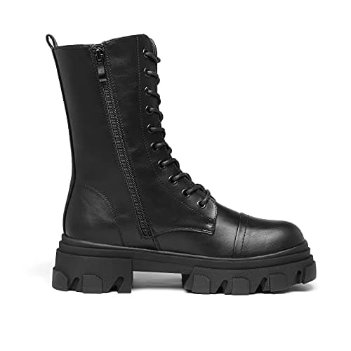 Women's Lace Up Combat Boots with Chunky Platform Sole
