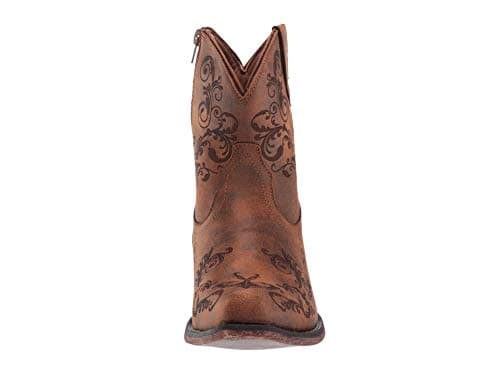 Roper Women's Brown Embossed Snip Toe Casual Ankle Boots - 1-2" Heel