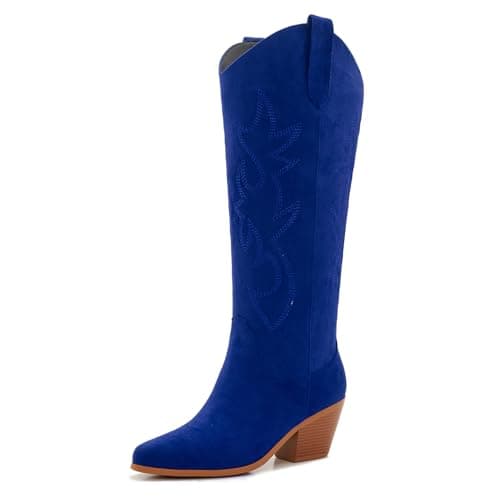Classic Embroidered ZXHYZLZ Cowgirl Boots for Women Knee High 2" Heel