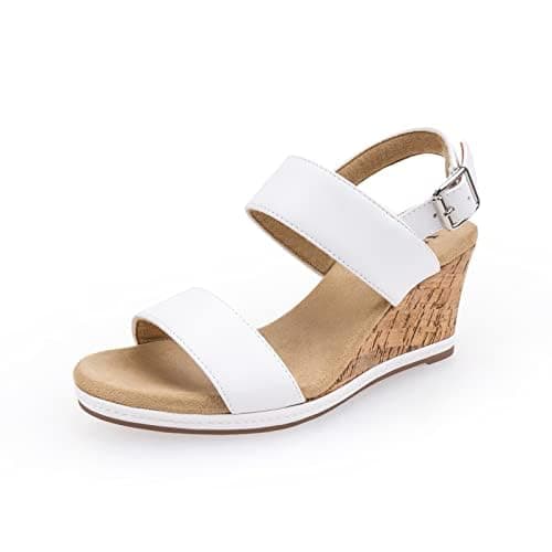 VJH Confort Women's Cork Wedge Sandals with Buckle Strap