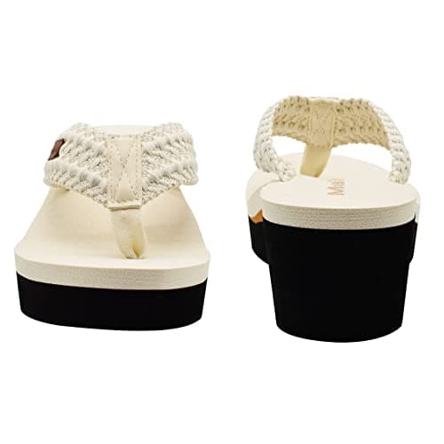 MALIDA Women's Arch Support Wedge Flip Flops with Soft Rubber Sole