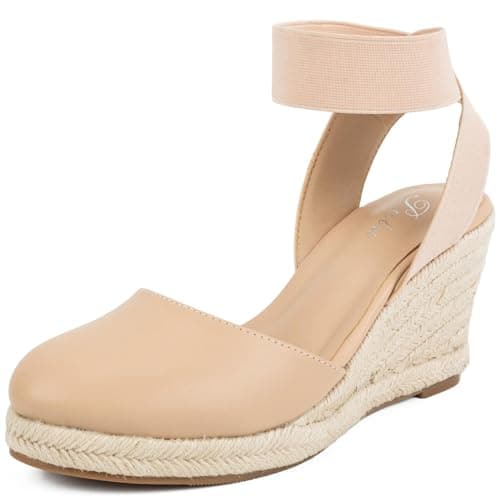 Elastic Ankle Strap Putu Espadrille Wedge Sandals for Women