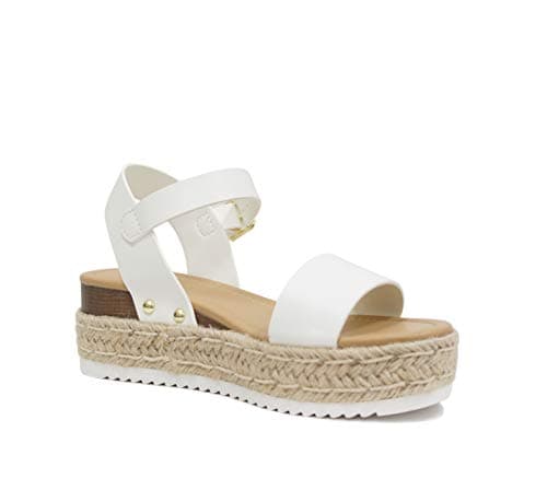 Womens Casual Espadrilles with Trim Flatform Studded Wedge