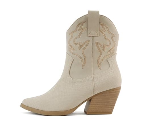 BLAZING Women's Western Bootie Pointe Toe Low Heel (Wide Fit Available)