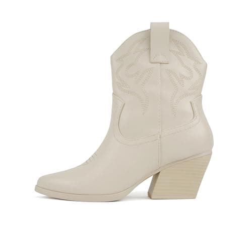 BLAZING Women's Western Bootie Pointe Toe Low Heel (Wide Fit Available)