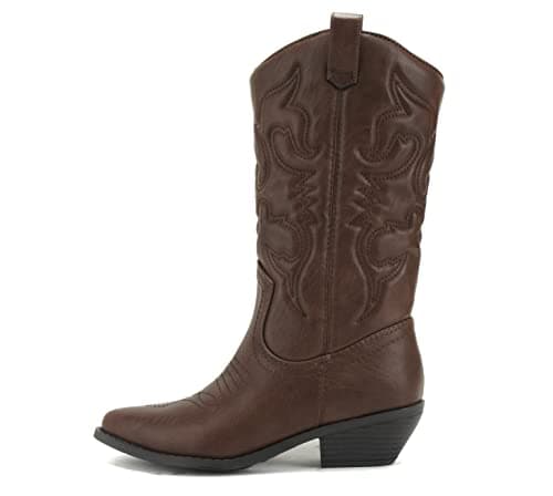 Women's Western Cowboy Stitched Pointed Toe Ankle Boot - Soda RENO