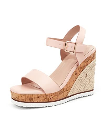Coutgo Women's Espadrille Wedge Platform Sandals Open Toe Ankle Buckle Strap Casual Summer Shoes