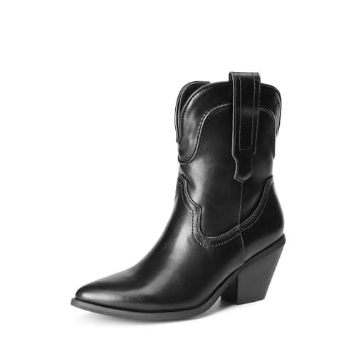 Dream Pairs Women's Western Ankle Boots Cowgirl Cowboy Heel Pointed Toe