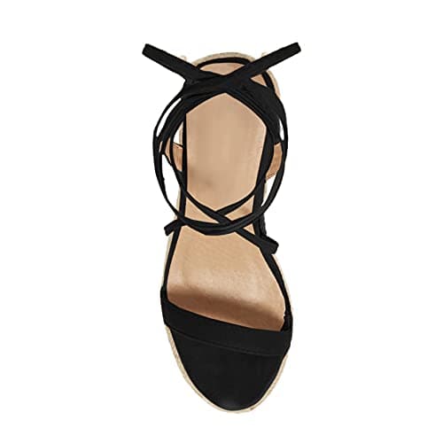 Coutgo Women's Espadrille Wedge Lace-Up Ankle Strap Sandals
