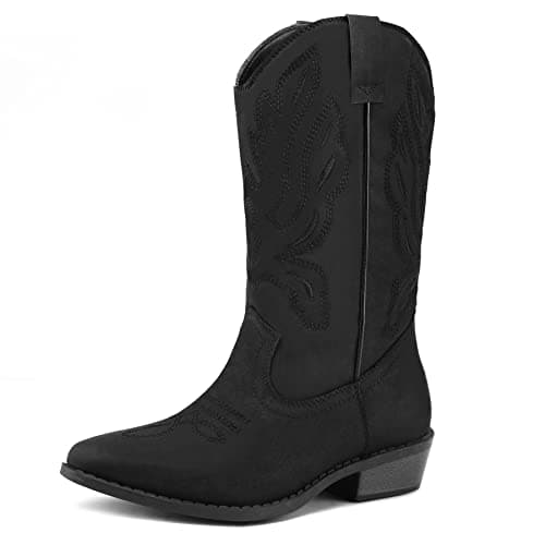 Embroidered Mid-Calf Cowgirl Boots for Women
