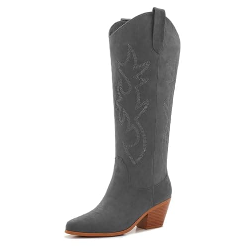 Classic Embroidered ZXHYZLZ Cowgirl Boots for Women Knee High 2" Heel