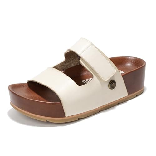 Pismo Women's Genuine Leather Summer Sandals - Comfortable Memory Foam Wedges