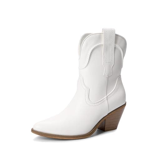 Dream Pairs Women's Western Ankle Boots Cowgirl Cowboy Heel Pointed Toe