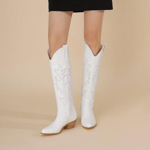 CIERWS Women's Embroidered Western Knee High Cowboy Boots