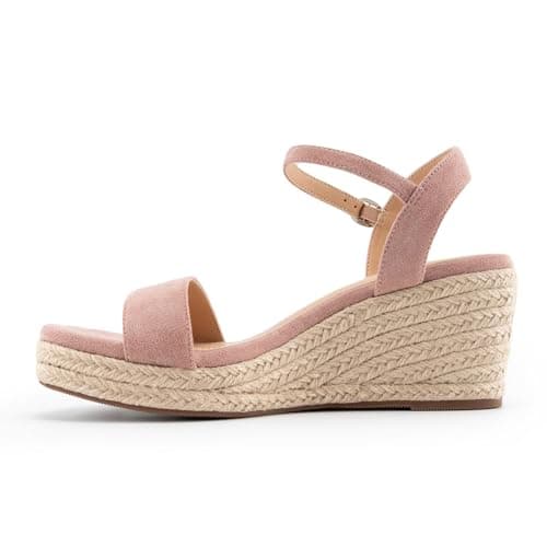 DREAMCIA Women's Wedge Espadrille Platform Sandals Open Toe Buckle Dress ShoesSummer