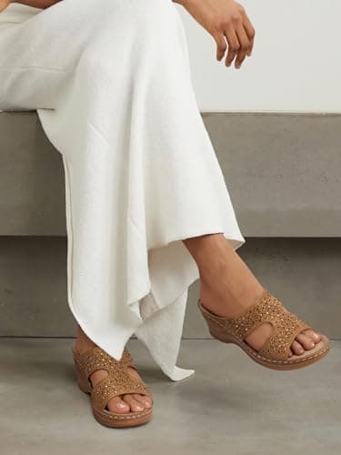 SHIBEVER Women's Dressy Wedge Sandals - Summer Slip-On Comfort Walking Platforms