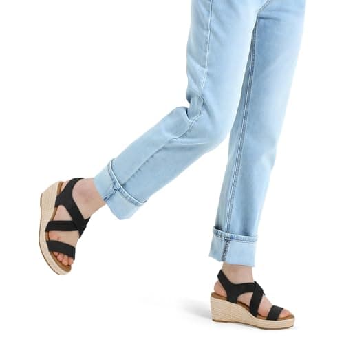 mysoft Women's Elastic Ankle Strap Espadrille Wedge Sandals