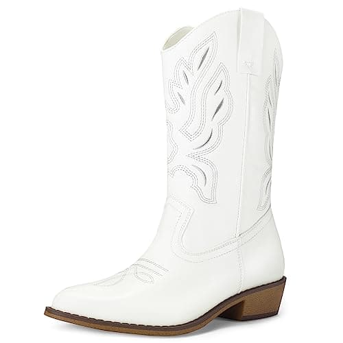 Embroidered Mid-Calf Cowgirl Boots for Women
