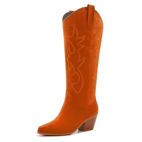 Classic Embroidered ZXHYZLZ Cowgirl Boots for Women Knee High 2" Heel