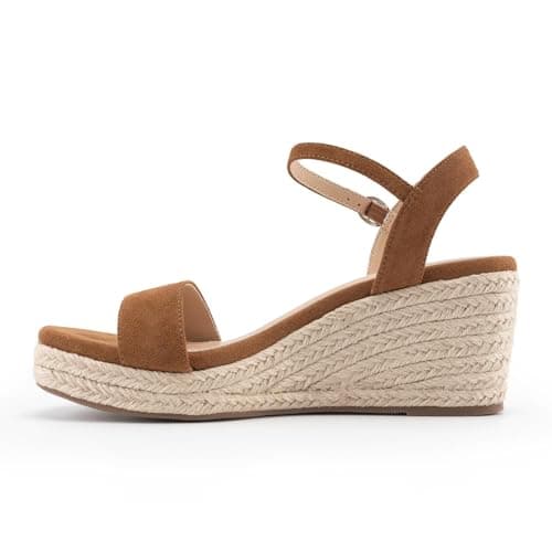 DREAMCIA Women's Wedge Espadrille Platform Sandals Open Toe Buckle Dress ShoesSummer