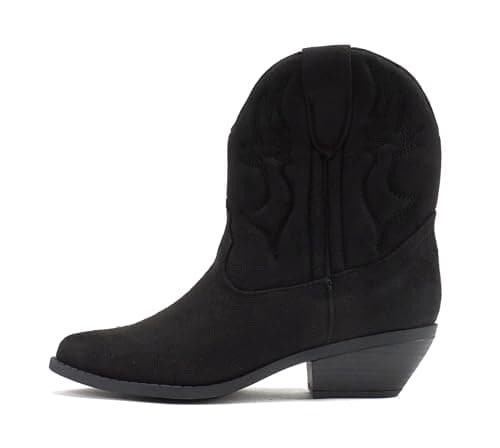 Soda Women's Cowgirl Cowboy Western Stitched Short Booties Pointed Toe (Wide Fit Available)