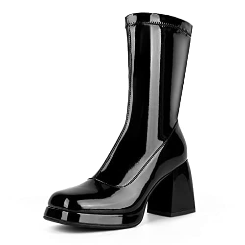 JEDKARAR Sassy Square Toe Go Go Boots for Women