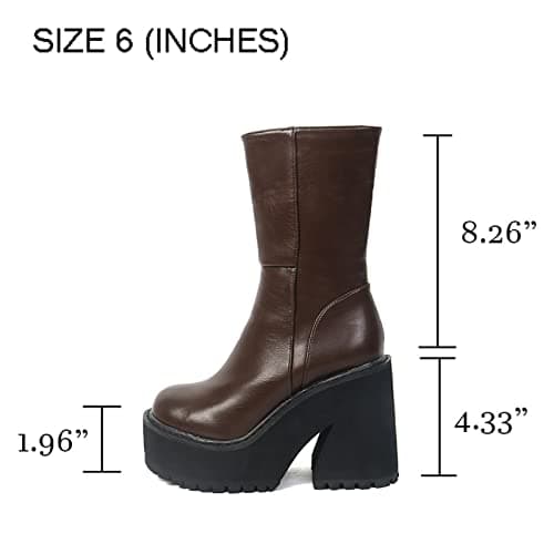 AMINUGAL Women's Chunky Wedge Heel Ankle Boots with Zipper