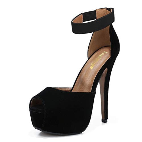 Enelauge Women's Peep-Toe Buckle Platform Stiletto Wedding Party Heels