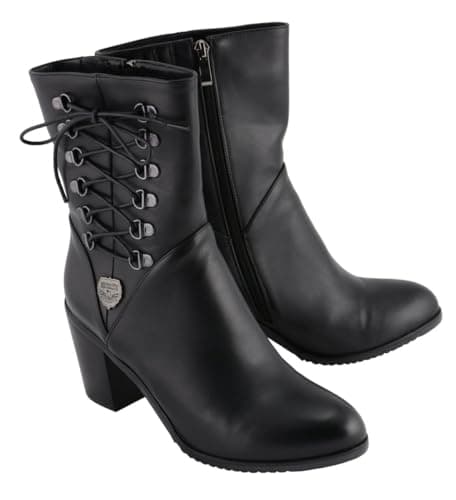 Milwaukee Leather Women's Black Lace-Side Fashion Motorcycle Boots MBL9436