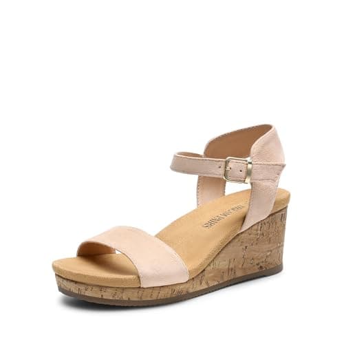 Dream Pairs Women's Open Toe Buckle Ankle Strap Platform Wedge Sandals