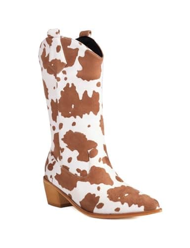 Women's Mid Calf Cowgirl Western Print Boots US4-11