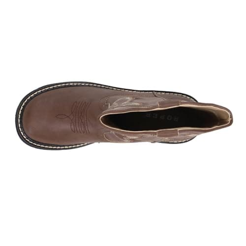 Roper Women's Chunky Rider Embroidered Round Toe Casual Brown Boots