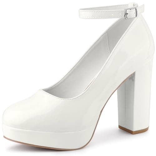 Allegra K Women's Chunky Heel Ankle Strap Mary Janes Pumps
