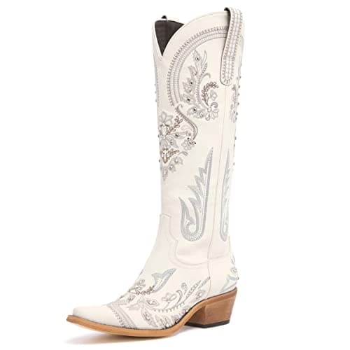 Western Embroidered Rhinestone Knee High Cowboy Boots for Women