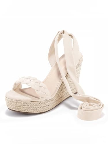 Syktkmx Women's Braided Wedge Espadrille Sandals