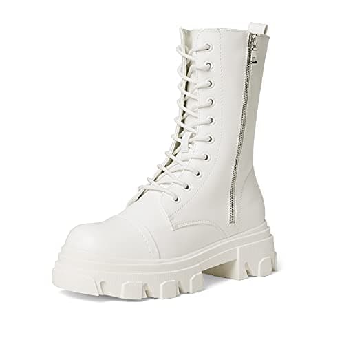 Women's Lace Up Combat Boots with Chunky Platform Sole