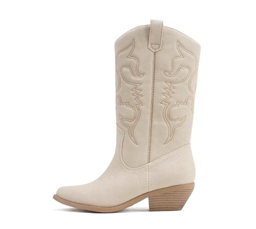 Women's Western Cowboy Stitched Pointed Toe Ankle Boot - Soda RENO