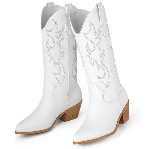 MUCCCUTE Western Cowboy Boots for Women Wide Calf Pointed Toe