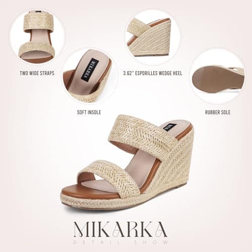 Mikarka Women's Open Toe Espadrilles Platform Slide Sandals