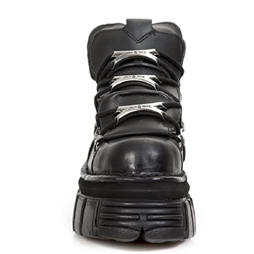New Rock 106 S29 Women's Gothic Punk Black Metallic Ankle Boots