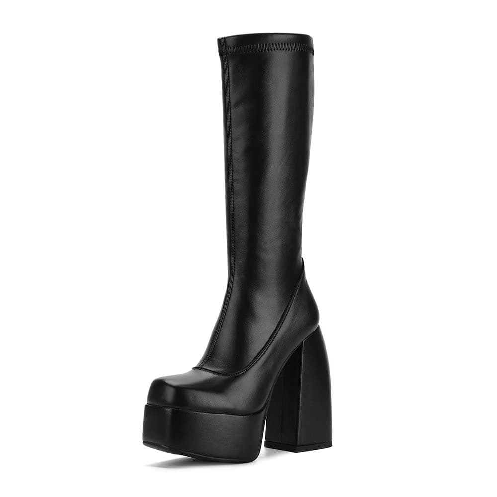 Greemarliy Women's Punk Style Mid Calf Knee High Combat Boots