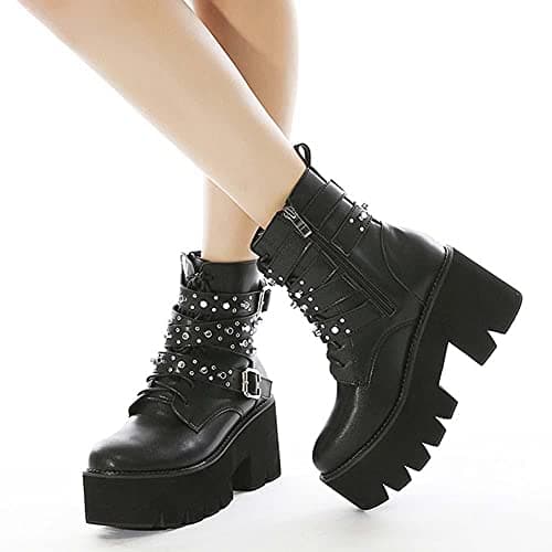 Mikarka Goth Ankle Boots for Women Chunky Heel Platform Motorcycle Riding Boots  
Mikarka Goth Ankle Boots for Women Studded Chain Mid Calf Boots Motorcycle Riding Style  
Mikarka Goth Ankle Boots for Women Zipper Mid Chunky Heel Platform Combat Boot