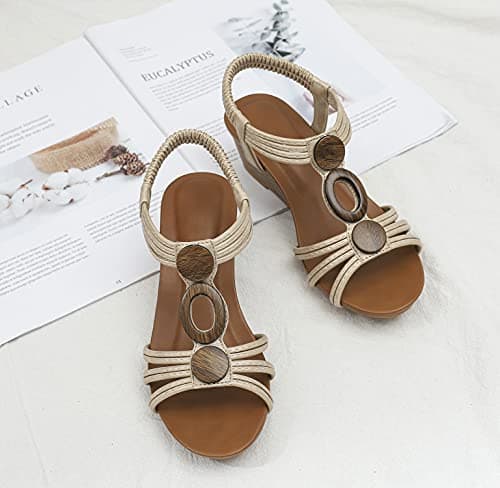 FRALOSHA Women's Comfortable Open Toe Wedge Heel Sandals